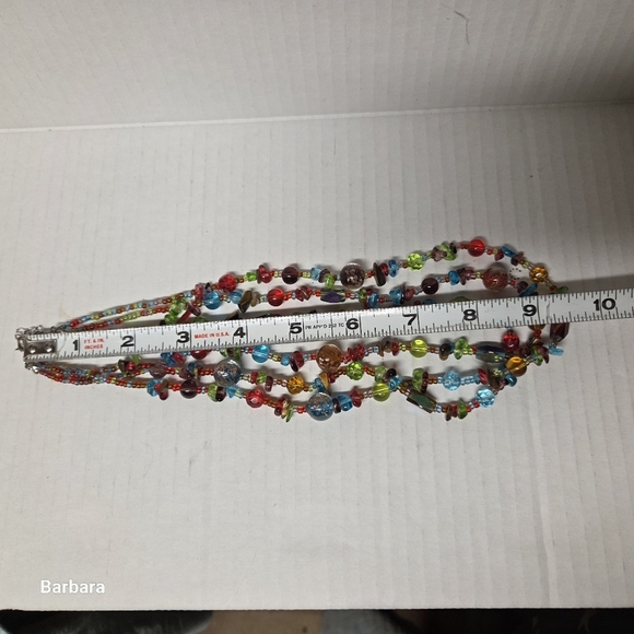 Vintage Multi-colored 3-Strand Czech Glass Beaded Necklace - Picture 6 of 6